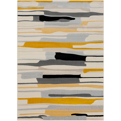 City Yellow and Grey  Modern Striped Rug
