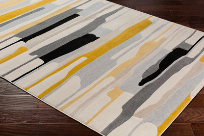 City Yellow and Grey  Modern Striped Rug