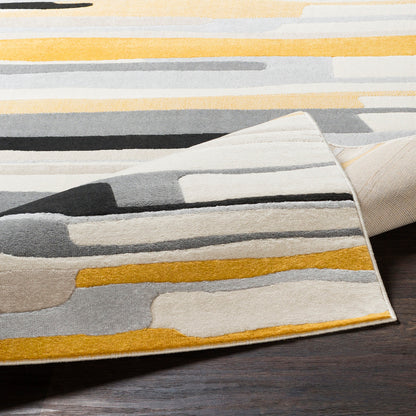 City Yellow and Grey  Modern Striped Rug