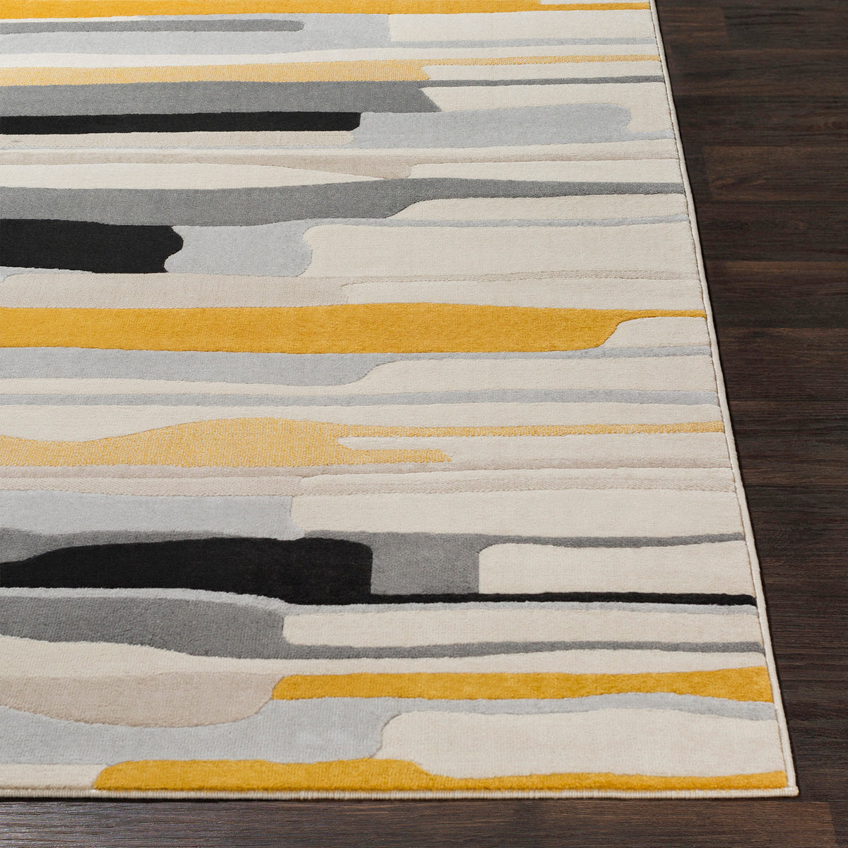 City Yellow and Grey  Modern Striped Rug