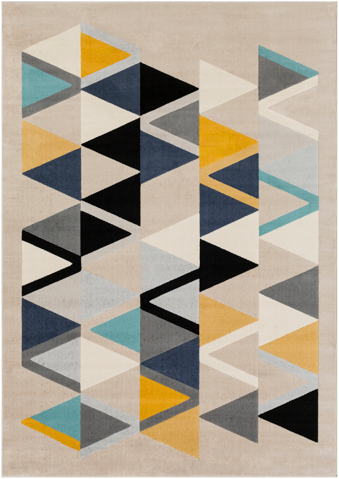 City Yellow and Blue Modern Geometric Rug