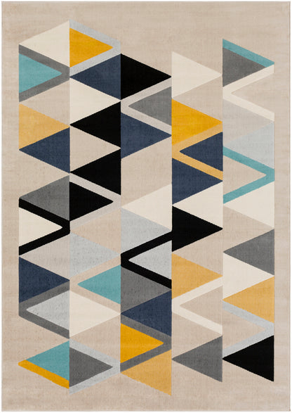 City Yellow and Blue Modern Geometric Rug