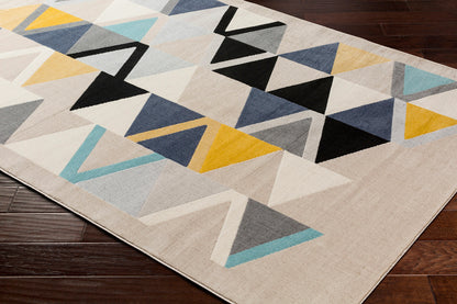 City Yellow and Blue Modern Geometric Rug