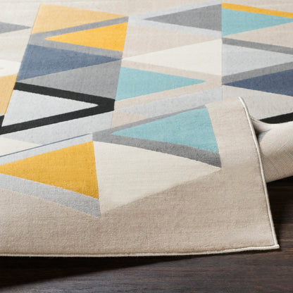 City Yellow and Blue Modern Geometric Rug