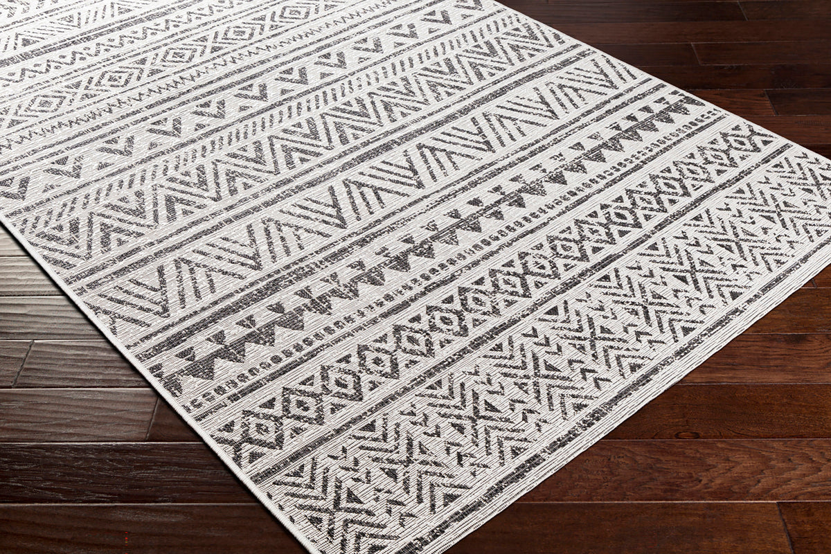 Eagean Black and Cream Geometric Rug