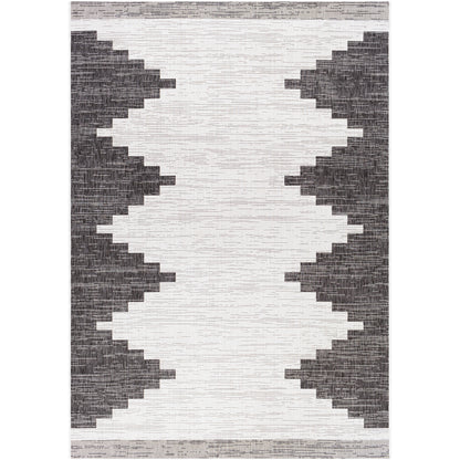 Eagean Cream and  Charcoal Modern Global Rug