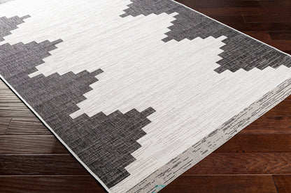 Eagean Cream and  Charcoal Modern Global Rug