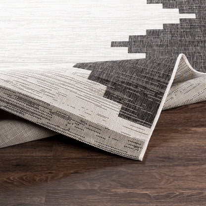 Eagean Cream and  Charcoal Modern Global Rug