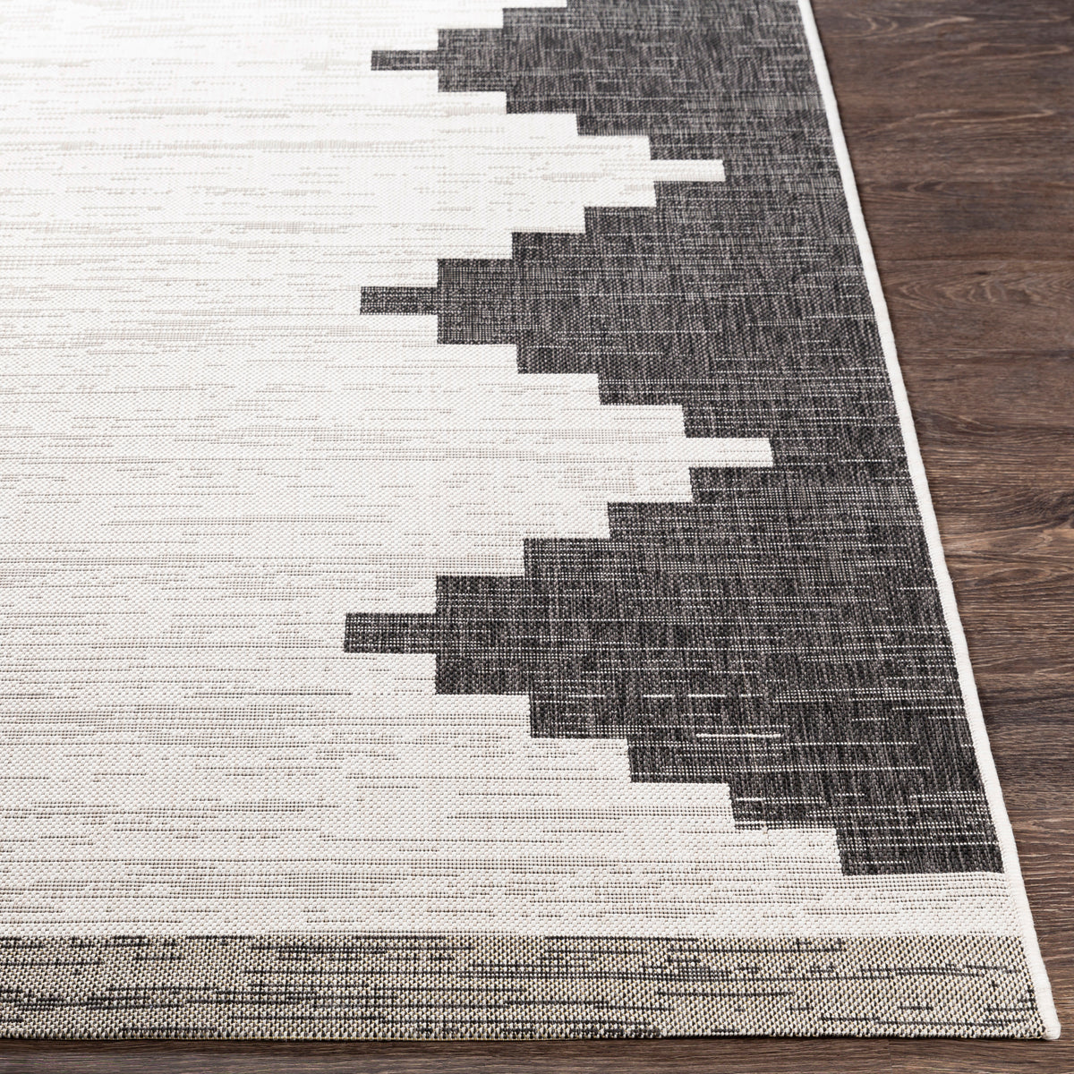 Eagean Cream and  Charcoal Modern Global Rug