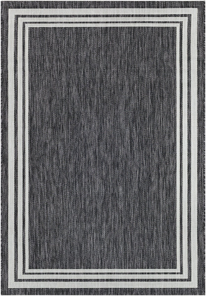 Eagean Charcoal and  Cream Modern Global Rug