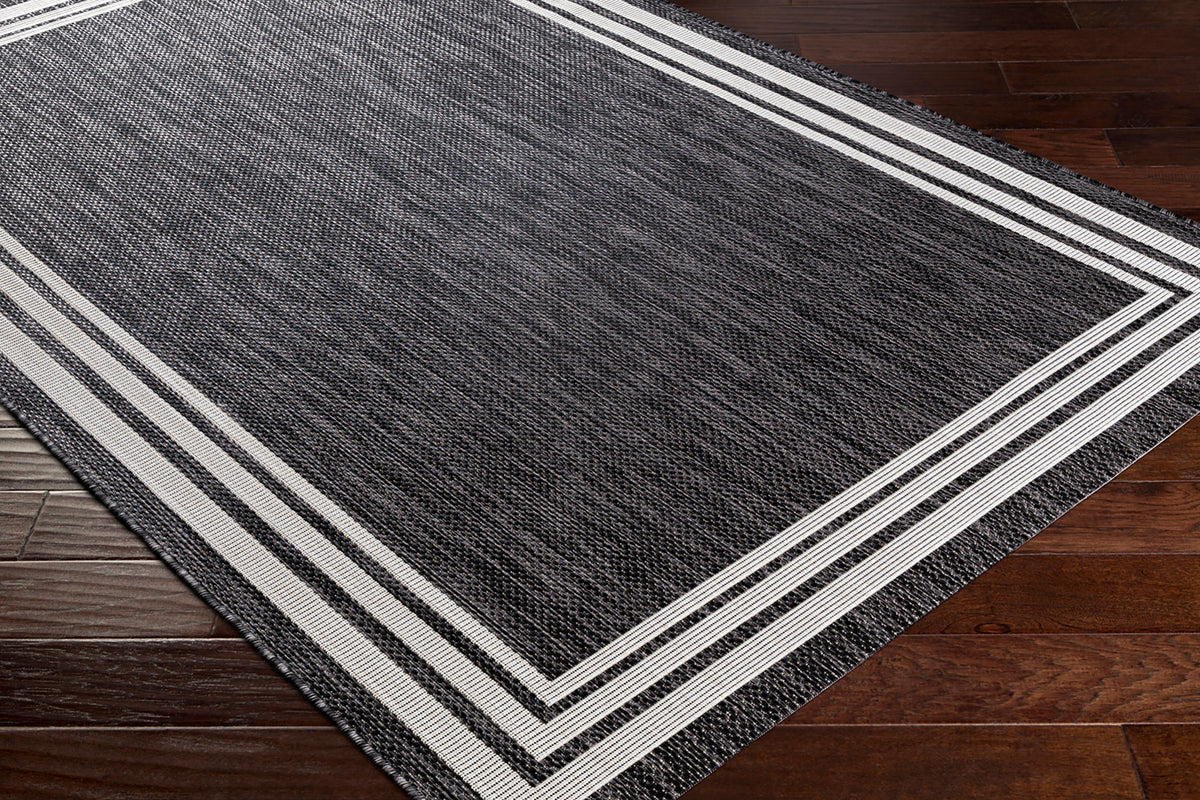 Eagean Charcoal and  Cream Modern Global Rug
