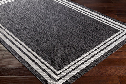 Eagean Charcoal and  Cream Modern Global Rug