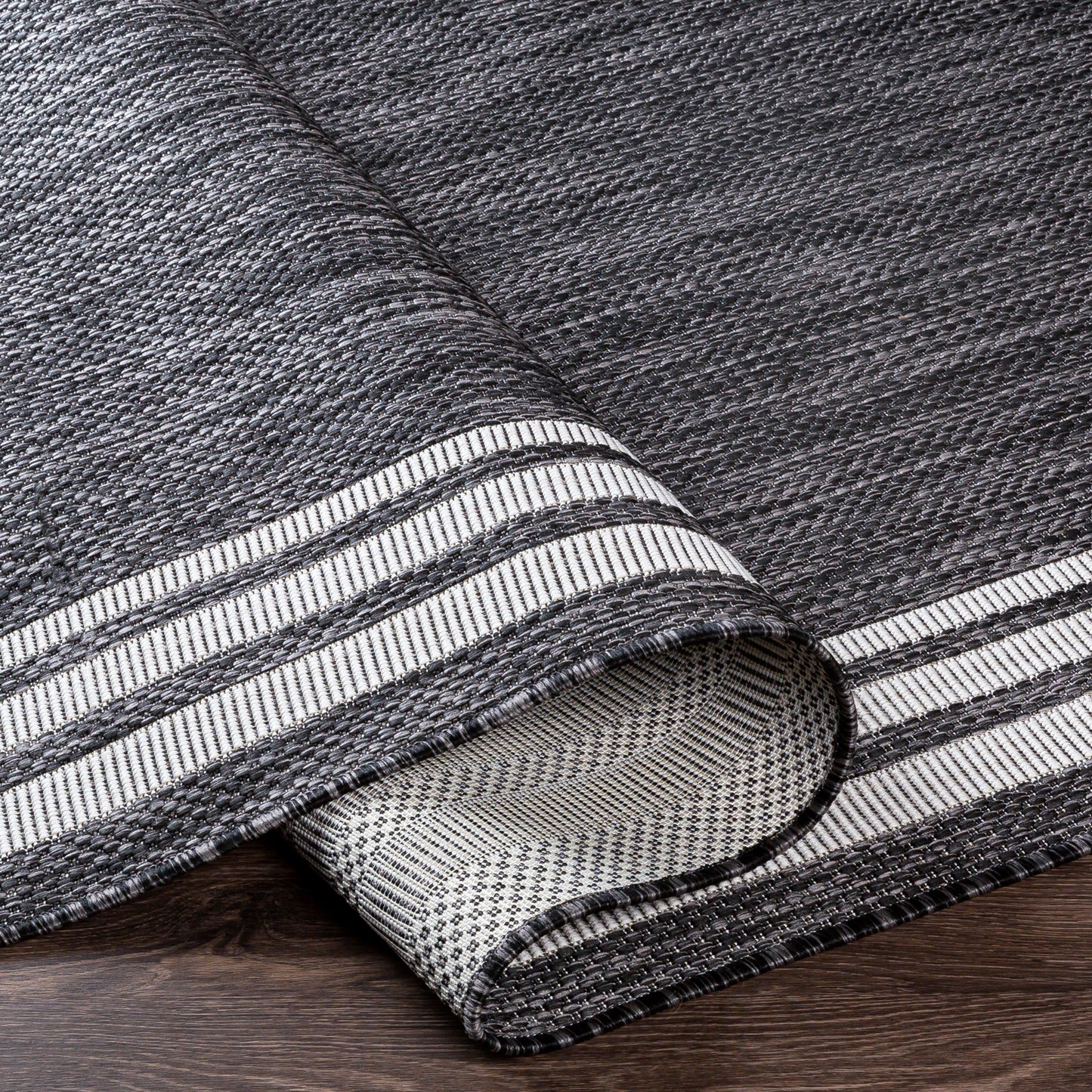 Eagean Charcoal and  Cream Modern Global Rug