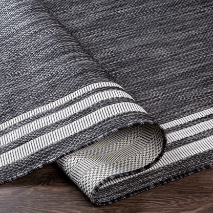 Eagean Charcoal and  Cream Modern Global Rug