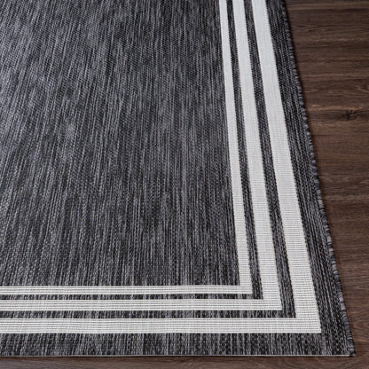 Eagean Charcoal and  Cream Modern Global Rug