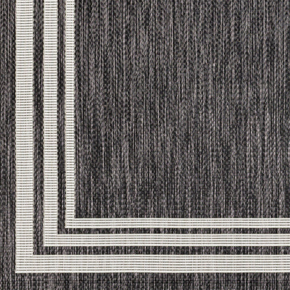 Eagean Charcoal and  Cream Modern Global Rug