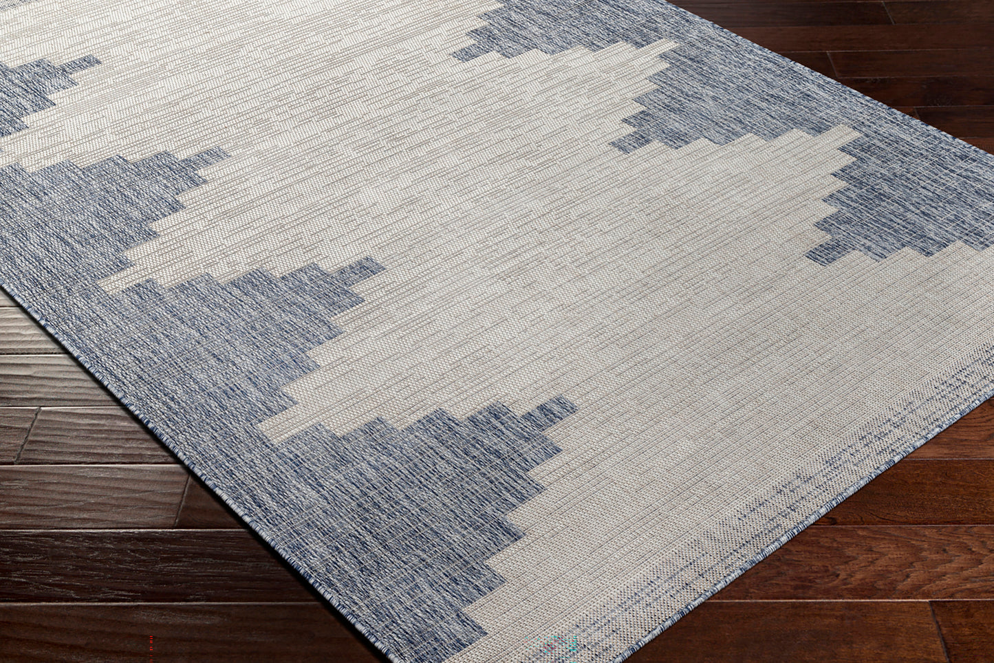 Eagean Global Beige and Blue Geometric  Rug