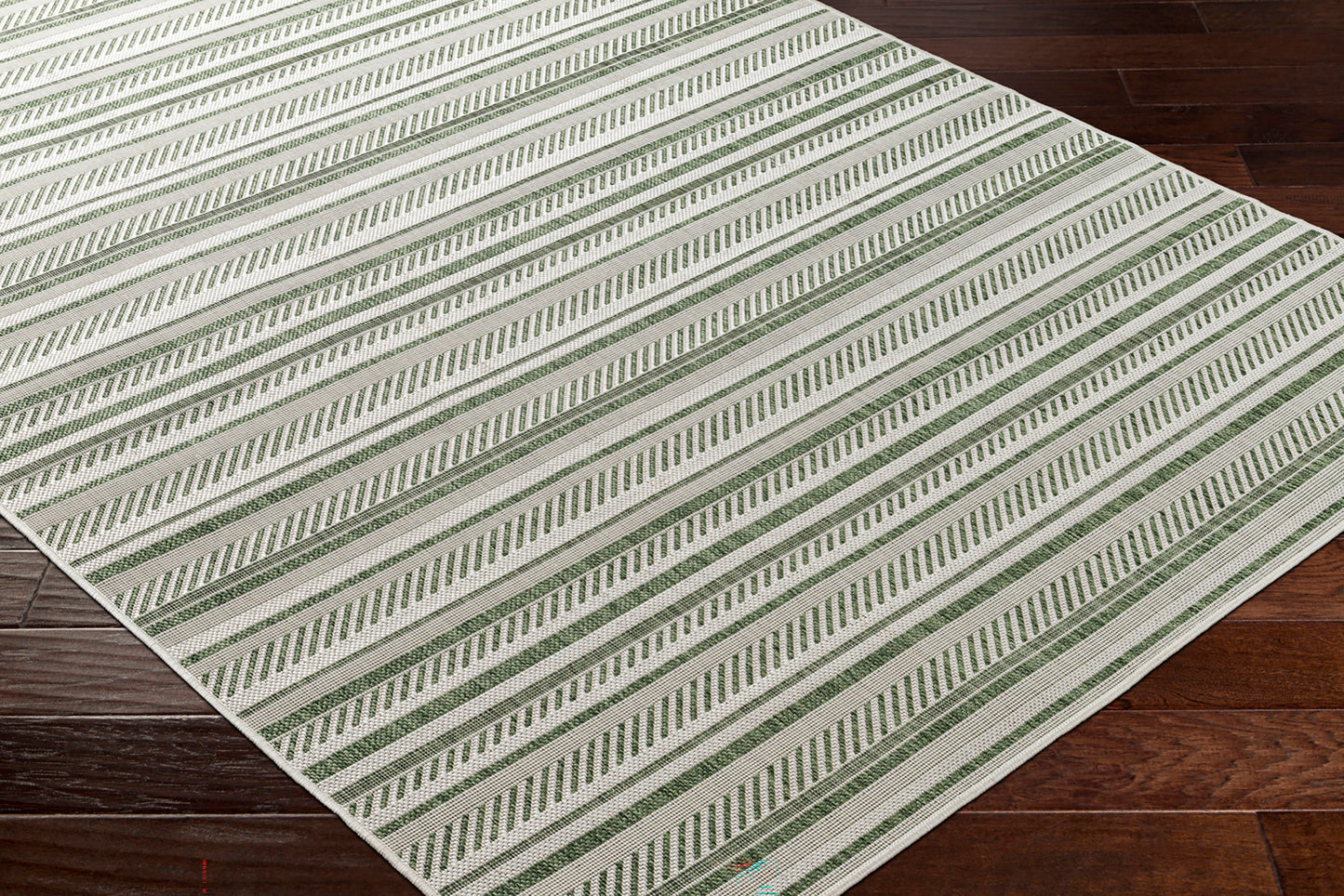 Eagean Global Green Modern Stripe  Rug