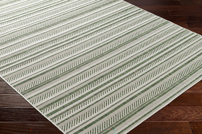 Eagean Global Green Modern Stripe  Rug
