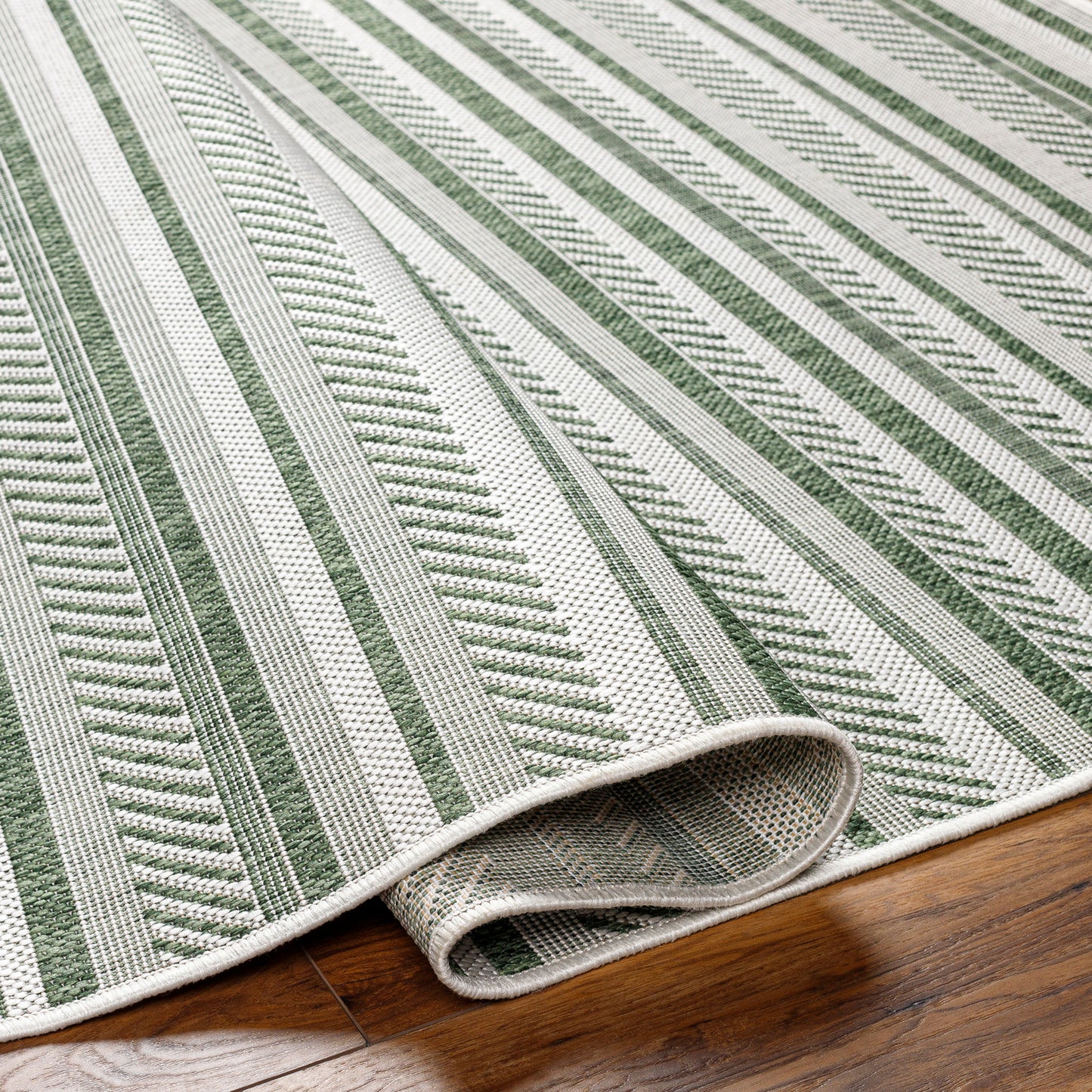Eagean Global Green Modern Stripe  Rug