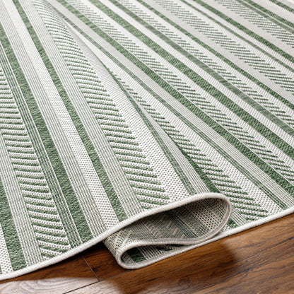 Eagean Global Green Modern Stripe  Rug
