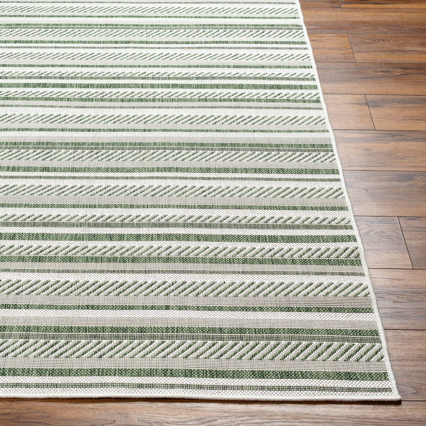 Eagean Global Green Modern Stripe  Rug