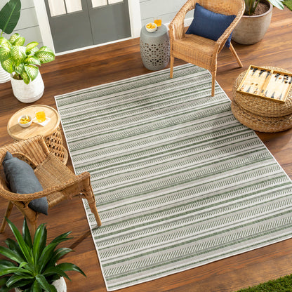 Eagean Global Green Modern Stripe  Rug