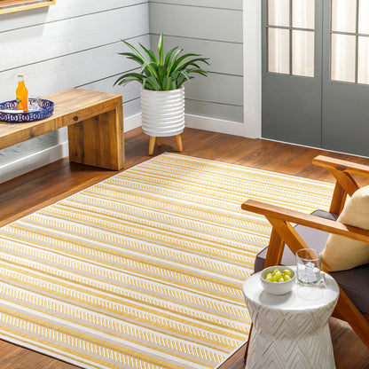 Eagean Global Yellow Modern Stripe Global Rug