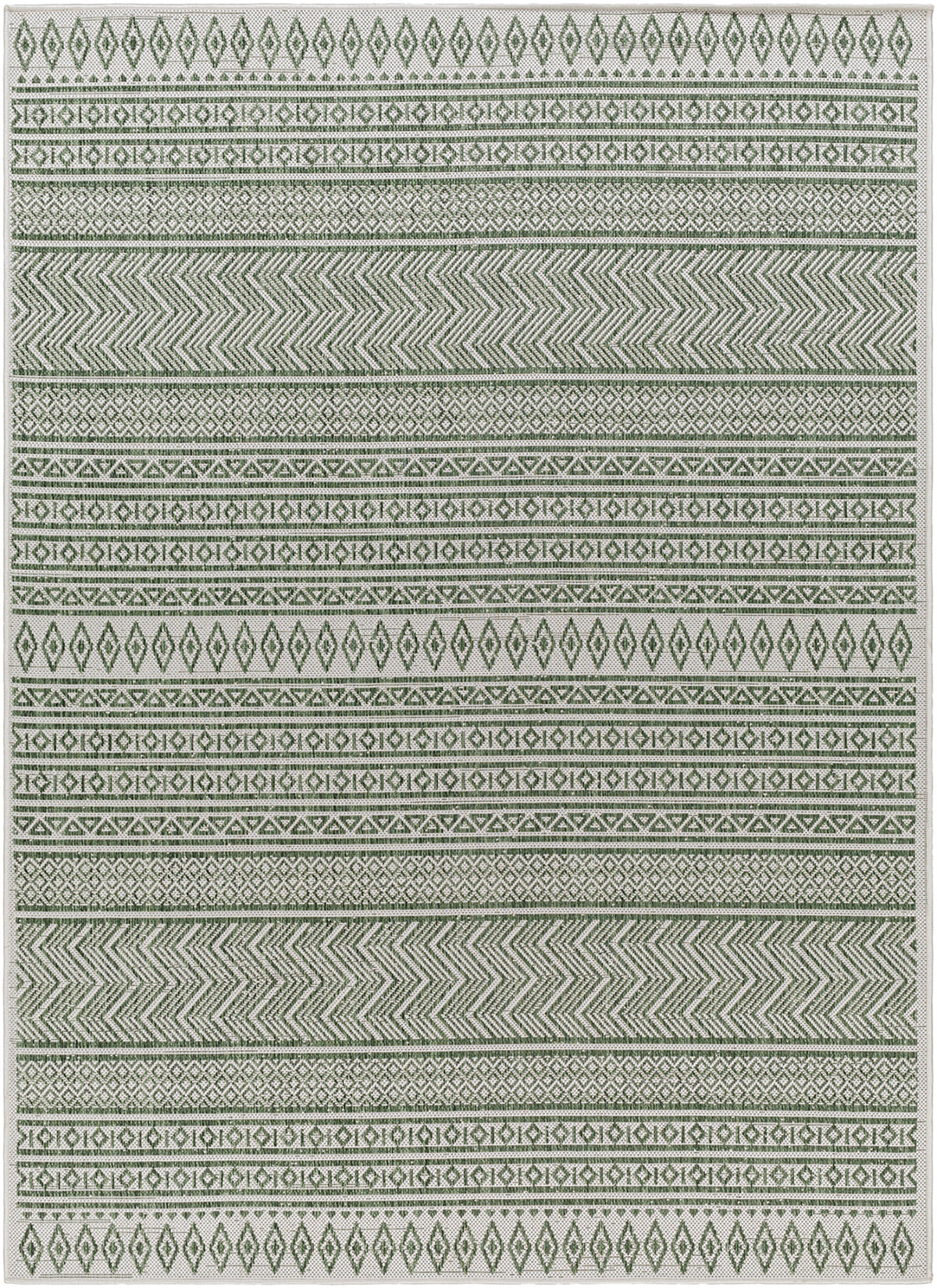 Eagean Global Green Geometric Tribal Rug