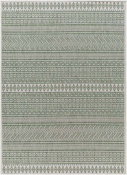 Eagean Global Green Geometric Tribal Rug