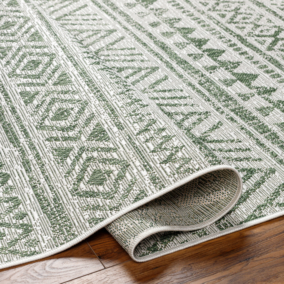 Eagean Global Green Tribal Geometric Rug