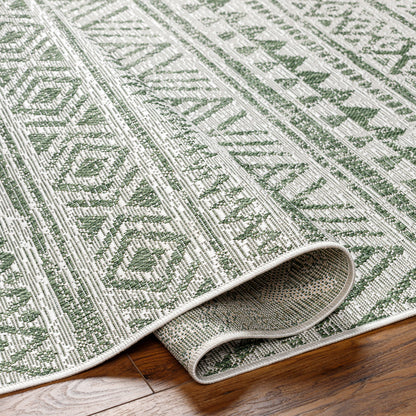 Eagean Global Green Tribal Geometric Rug