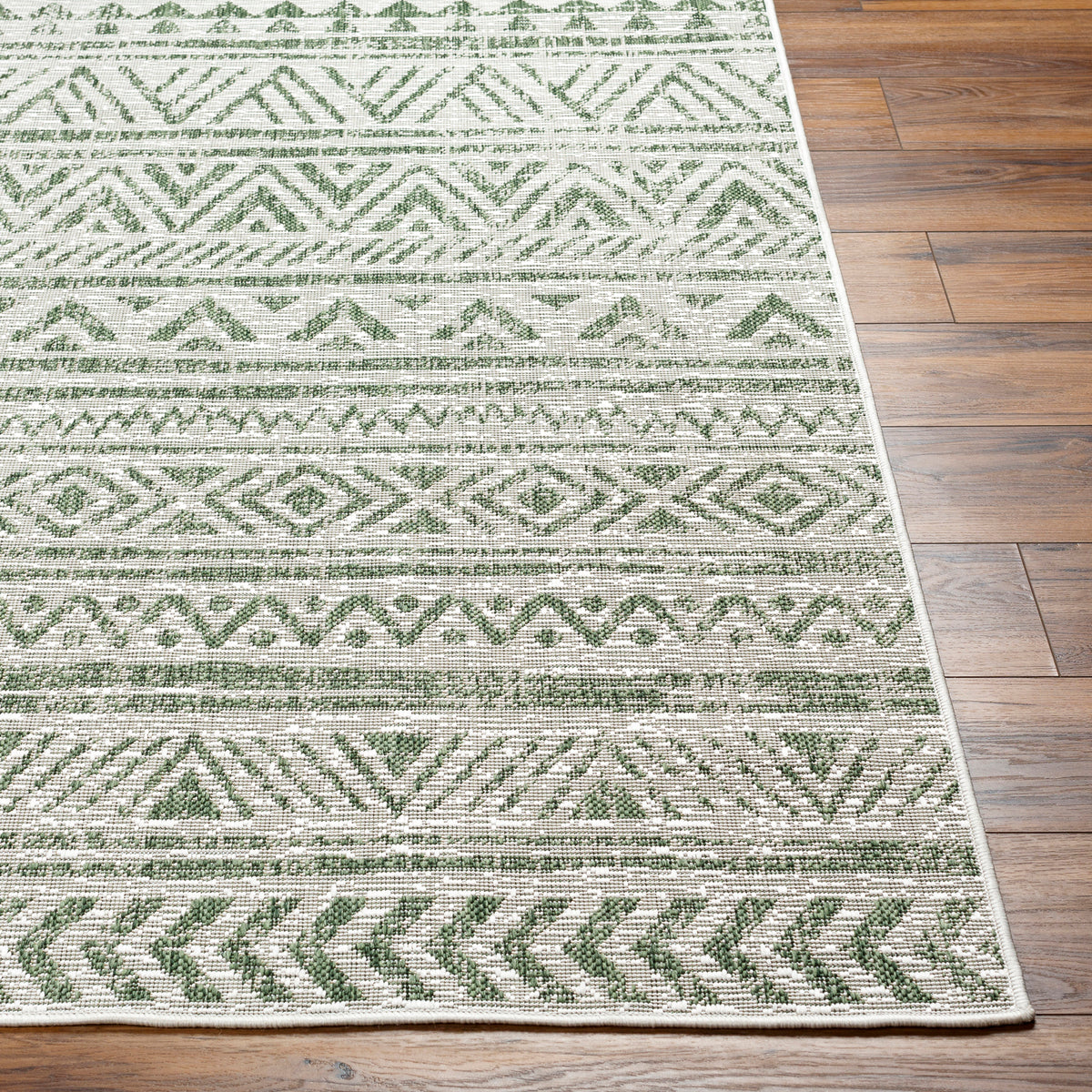 Eagean Global Green Tribal Geometric Rug