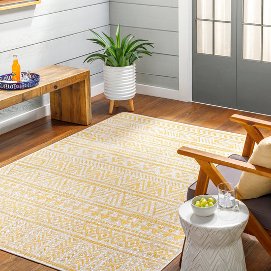 Eagean Global Yellow Tribal Geometric Rug