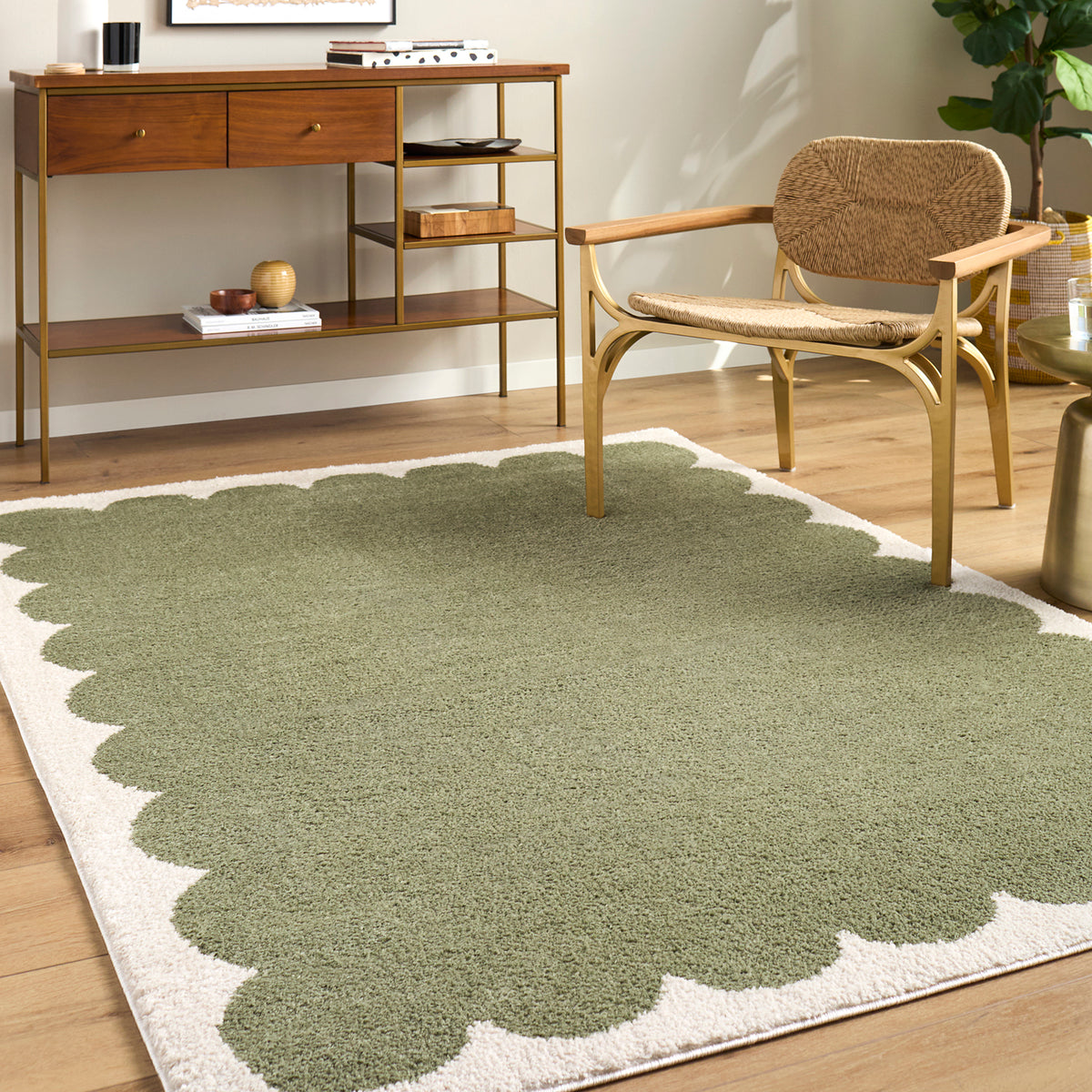 Tivoli Green Washable Shaggy Rug