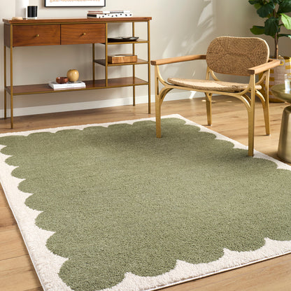 Tivoli Green Washable Shaggy Rug