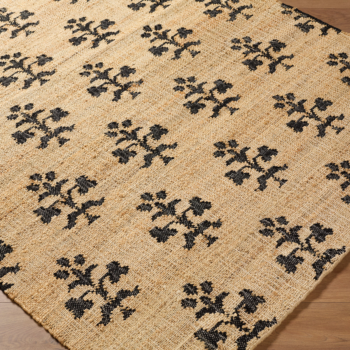 Fiorina Global Sandstone and Black Jute Rug