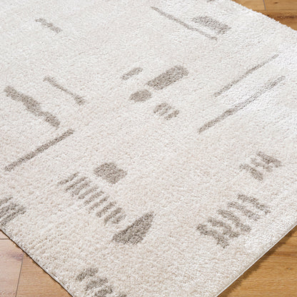 Fossay Beige and Grey Washable Tribal Shaggy Rug