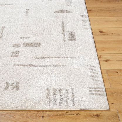 Fossay Beige and Grey Washable Tribal Shaggy Rug