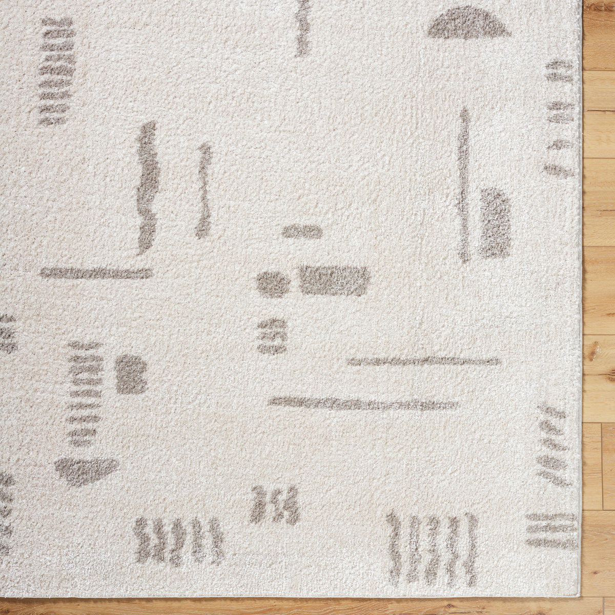 Fossay Beige and Grey Washable Tribal Shaggy Rug