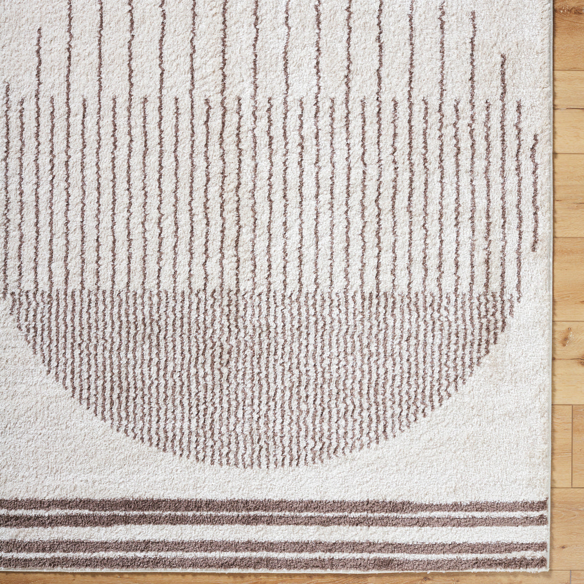 Fossay Cream and Brown Washable Modern Shaggy Rug