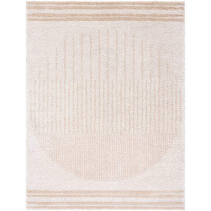Fossay Cream and Tan Washable Modern Shaggy Rug