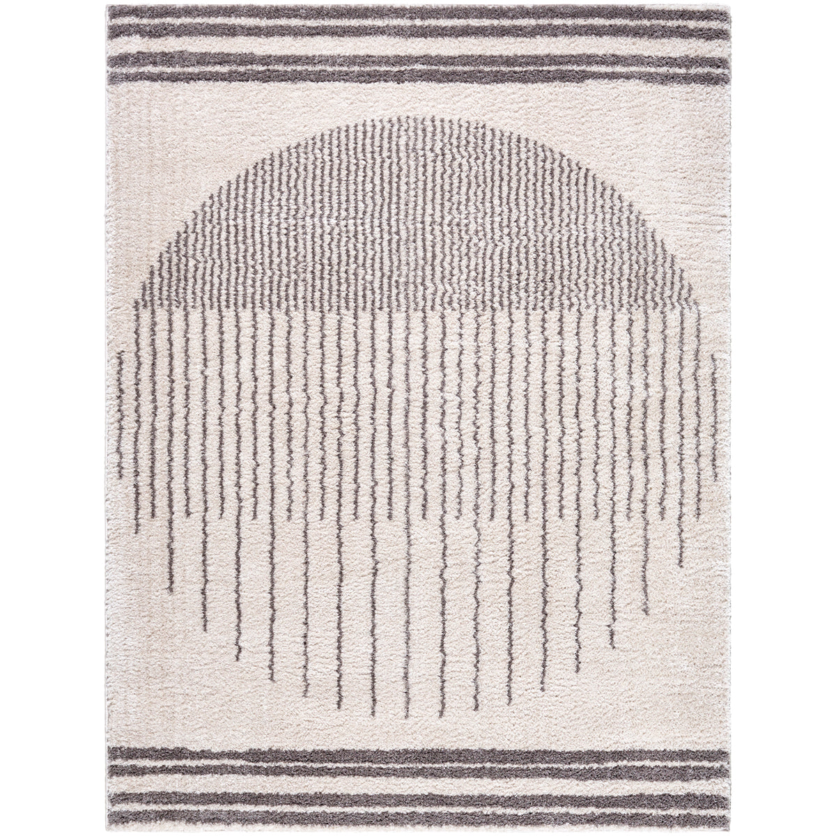 Fossay Grey and Cream Washable Modern Shaggy Rug