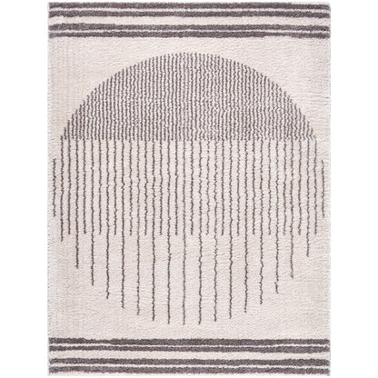 Fossay Grey and Cream Washable Modern Shaggy Rug