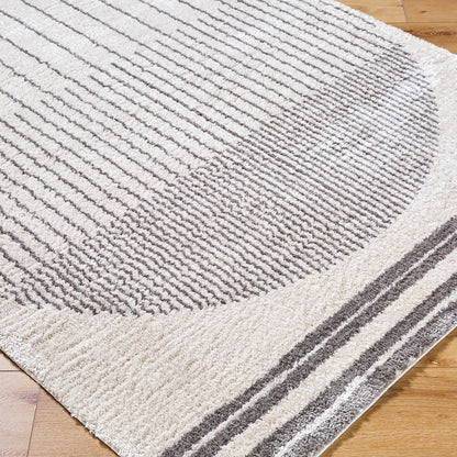 Fossay Grey and Cream Washable Modern Shaggy Rug