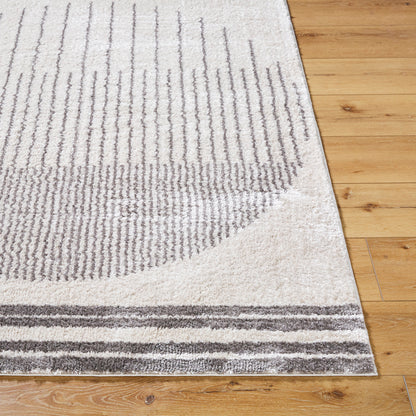 Fossay Grey and Cream Washable Modern Shaggy Rug