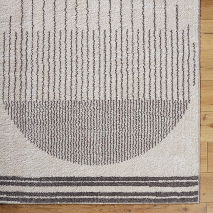 Fossay Grey and Cream Washable Modern Shaggy Rug