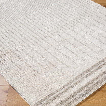 Fossay Dove Grey and Cream Washable Modern Shaggy Rug