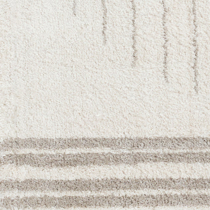 Fossay Dove Grey and Cream Washable Modern Shaggy Rug