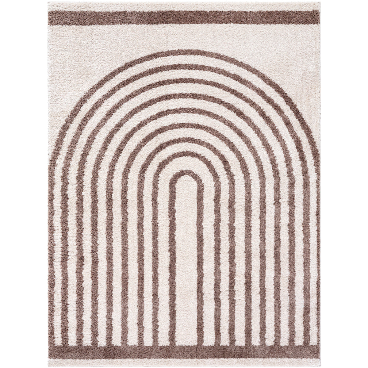 Fossay Chocolate and Cream Washable Modern Shaggy Rug